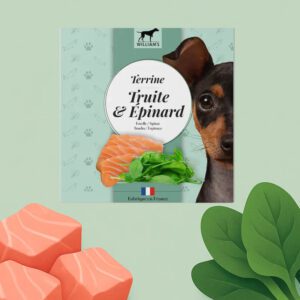 Terrines pour chien Terrine pour chien à la truite et aux épinards