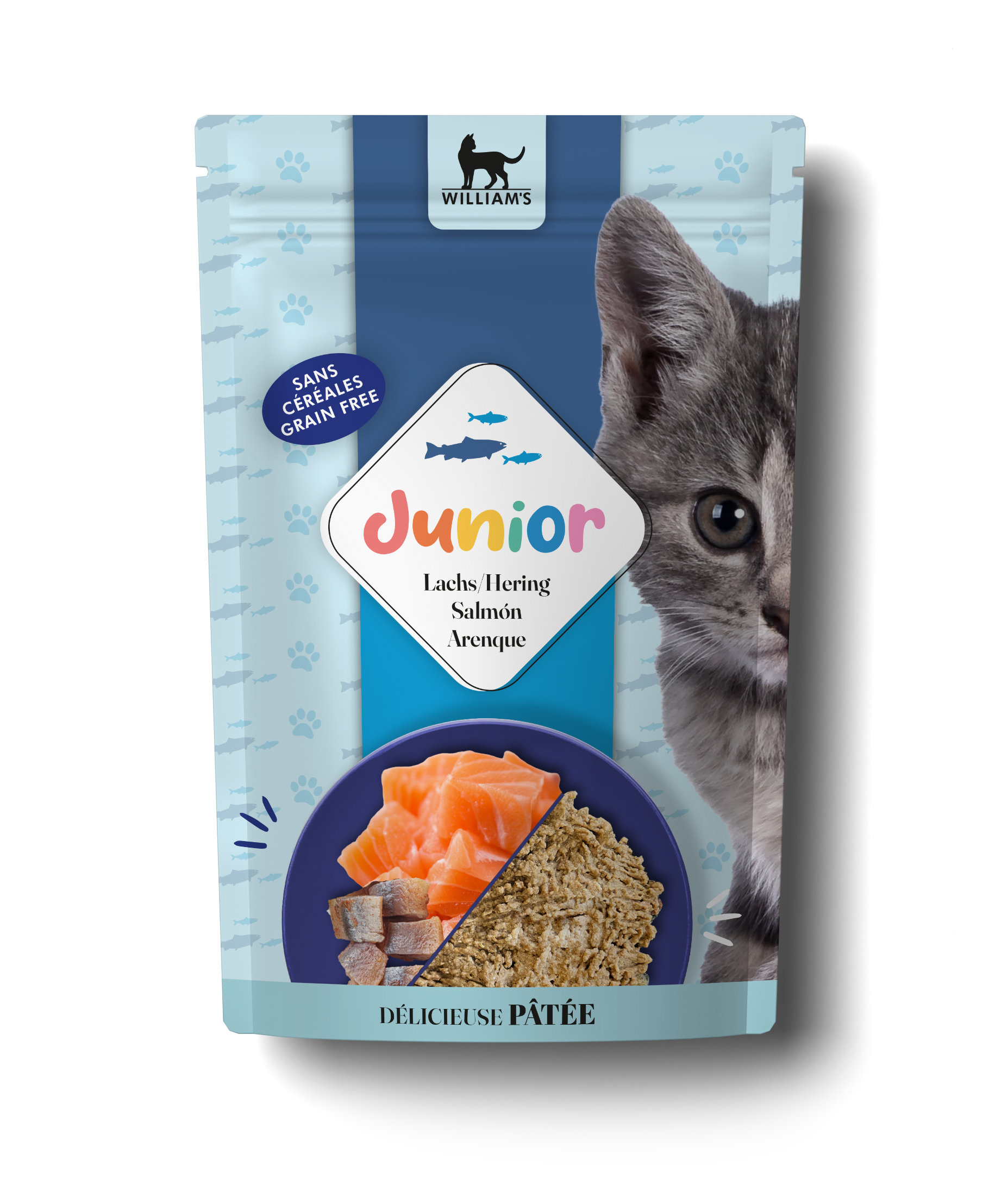 Pâtée pour Chat au Saumon et Hareng – JUNIOR – Sachet